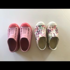 Native Jefferson Rubber Slip On Shoes size C9 Pink and multi colored Flowers